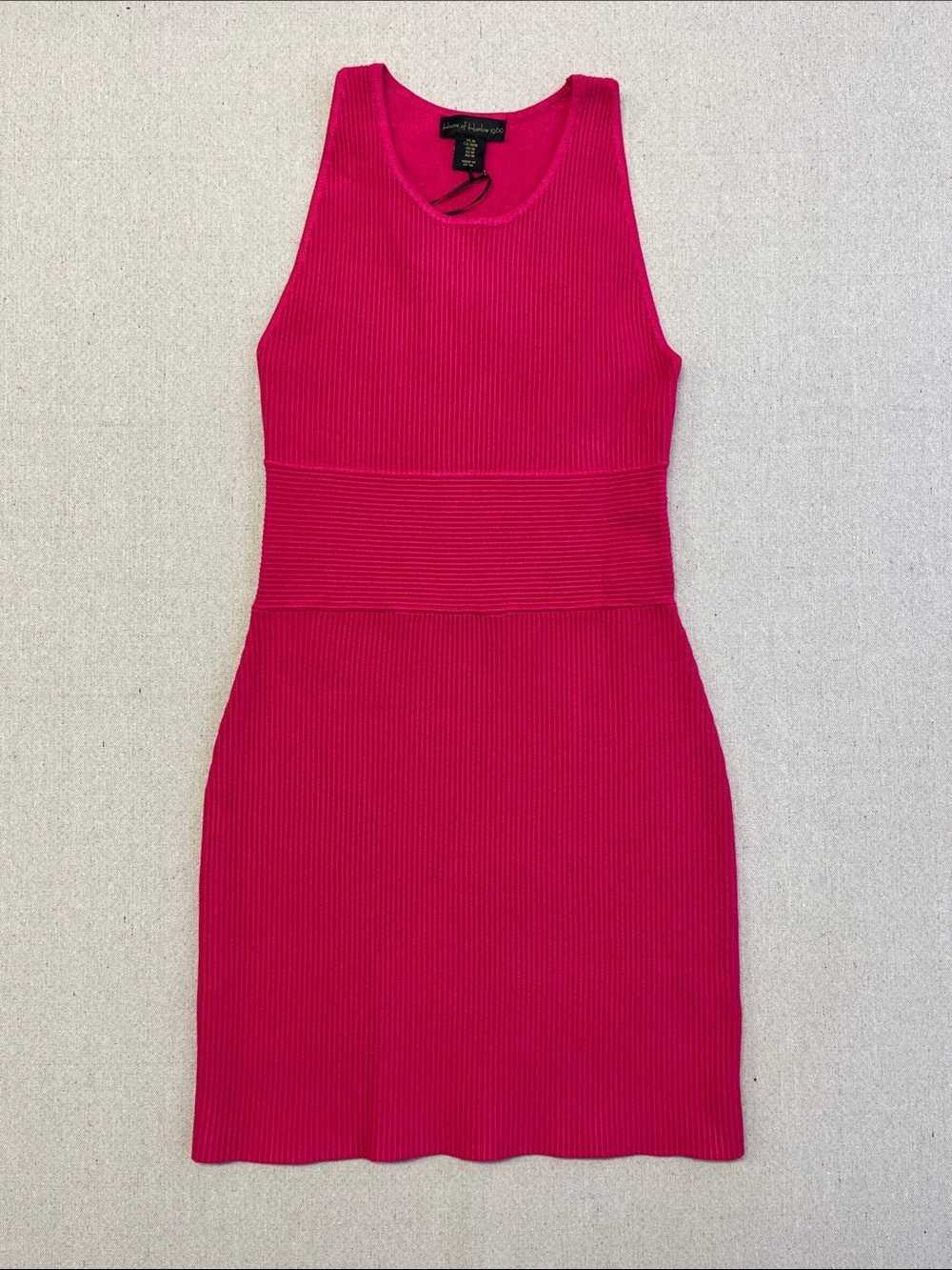 House of Harlow 1960 Pink Ribbed Bodycon Midi Dress Medium